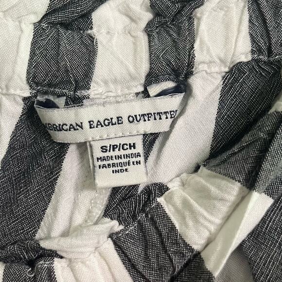 American Eagle Womens Pants Size Small Blue White Striped Pull On Elastic Waist - Picture 9 of 9